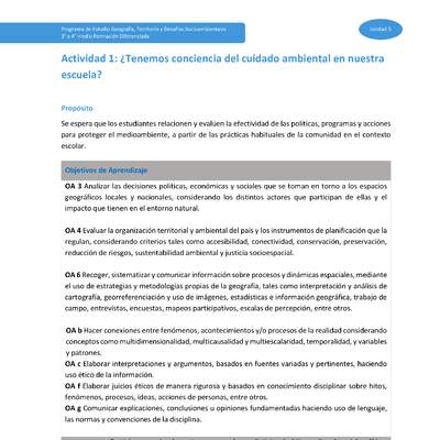 Actividad 1: ¿Tenemos conciencia del cuidado ambiental en nuestra escuela?