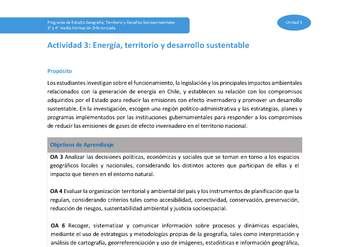 Actividad 3: Energía, territorio y desarrollo sustentable