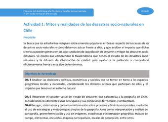 Actividad 1: Mitos y realidades de los desastres socionaturales en Chile