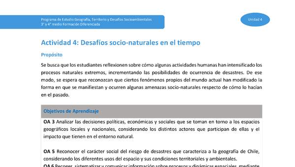 Actividad 4: Desafíos socionaturales en el tiempo