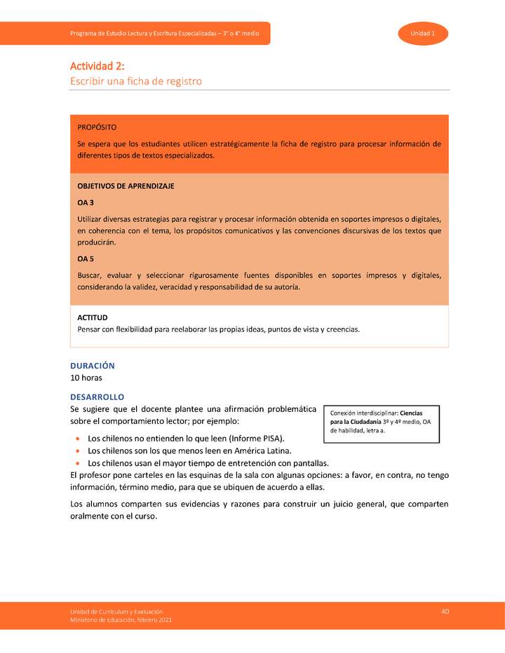 Actividad 2: Escribir una ficha de registro