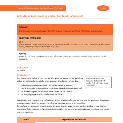 Actividad 4: Aprendamos a evaluar fuentes de información