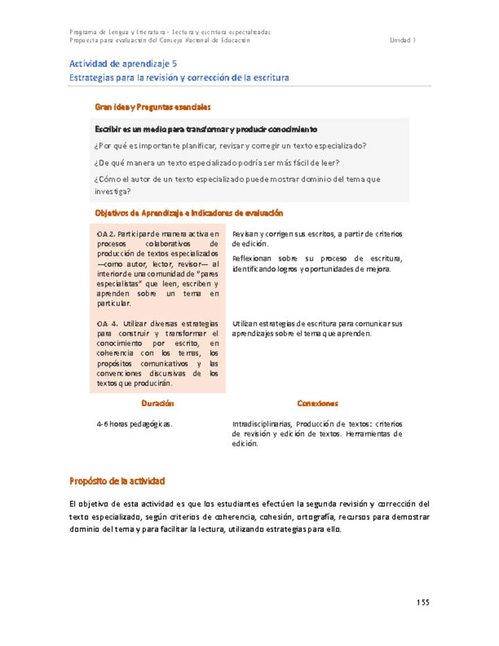 Actividad de aprendizaje 5: Estrategias para la revisión y corrección de la escritura