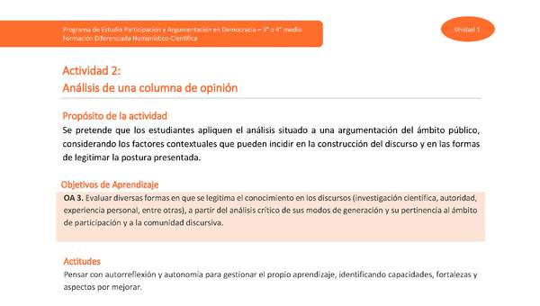 Actividad 2: Análisis de una columna de opinión