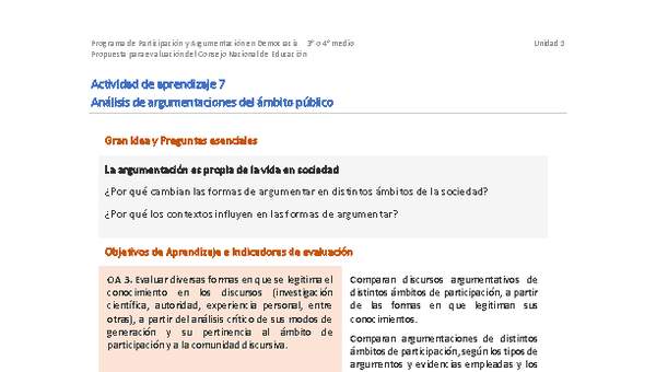 Actividad de aprendizaje 7: Análisis de argumentaciones del ámbito público