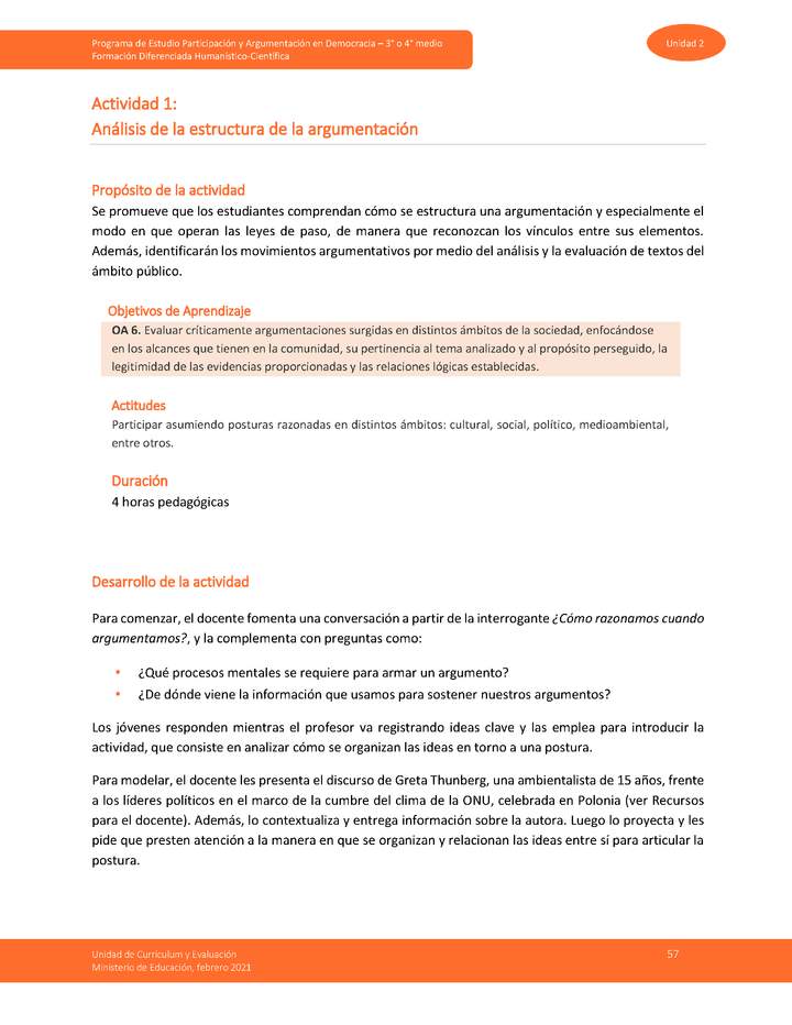 Actividad 1: Análisis de la estructura de la argumentación