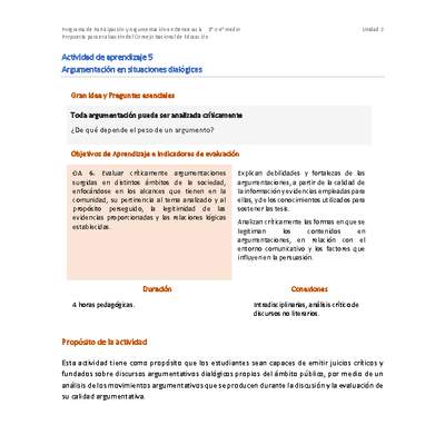 Actividad de aprendizaje 5: Argumentación en situaciones dialógicas