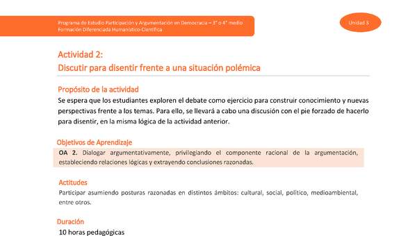 Actividad 2: Discutir para disentir frente a una situación polémica