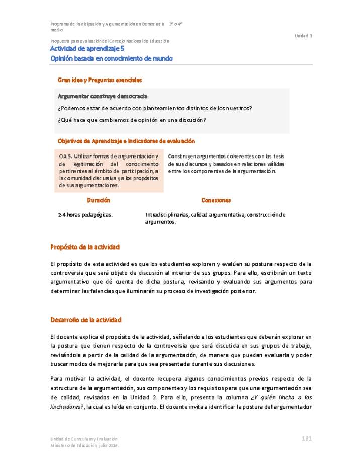 Actividad de aprendizaje 5: Opinión basada en conocimiento de mundo