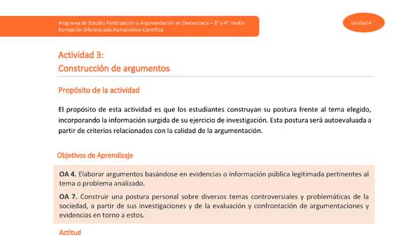 Actividad 3: Construcción de argumentos