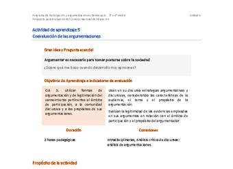 Actividad de aprendizaje 5: Coevaluación de las argumentaciones