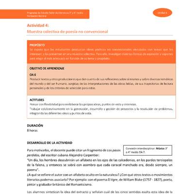 Actividad 4: Muestra colectiva de poesía no convencional