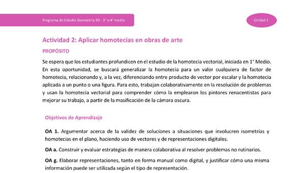 Actividad 2: Aplicar homotecias en obras de arte