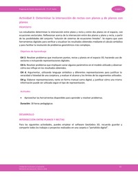 Actividad 3: Determinar la intersección de rectas con planos y de planos con planos