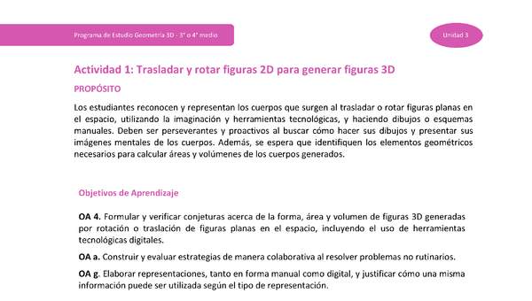 Actividad 1: Trasladar y rotar figuras 2D para generar figuras 3D