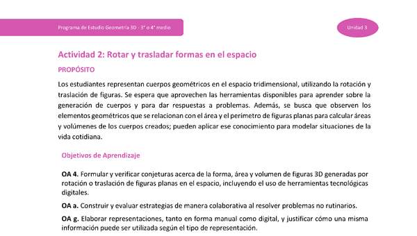 Actividad 2: Rotar y trasladar formas en el espacio