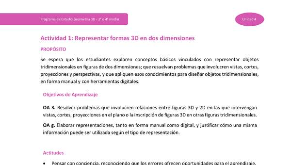 Actividad 1: Representar formas 3D en dos dimensiones