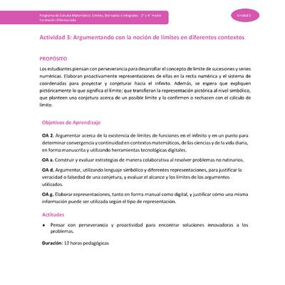 Actividad 3: Argumentando con la noción de límites en diferentes contextos