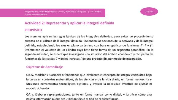 Actividad 2: Representar y aplicar la integral definida