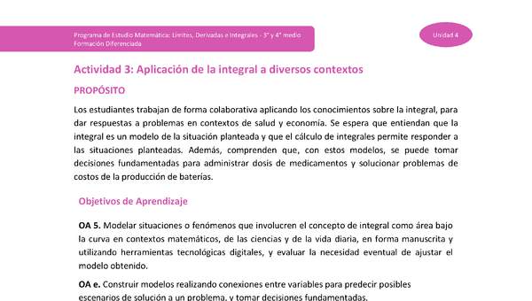 Actividad 3: Aplicación de la integral a diversos contextos