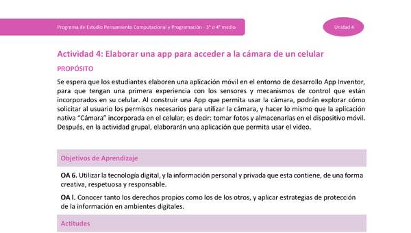 Actividad 4: Elaborar una App para acceder a la cámara de un celular