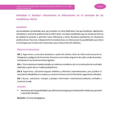 Actividad 1: Analizar críticamente la información en el contexto de las estadísticas vitales