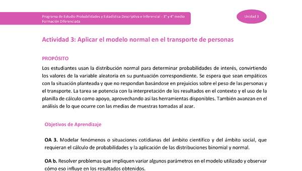 Actividad 3: Aplicar el modelo normal en el transporte de personas