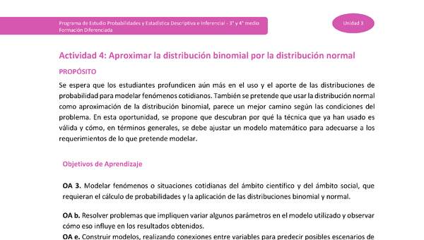 Actividad 4: Aproximar la distribución binomial por la distribución normal