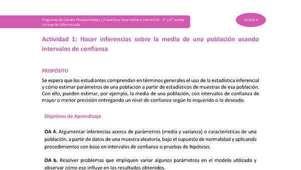 Actividad 1: Hacer inferencias sobre la media de una población usando intervalos de confianza