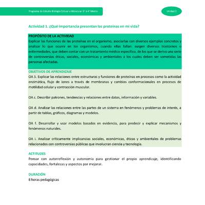 Actividad 1: ¿Qué importancia presentan las proteínas en mi vida?