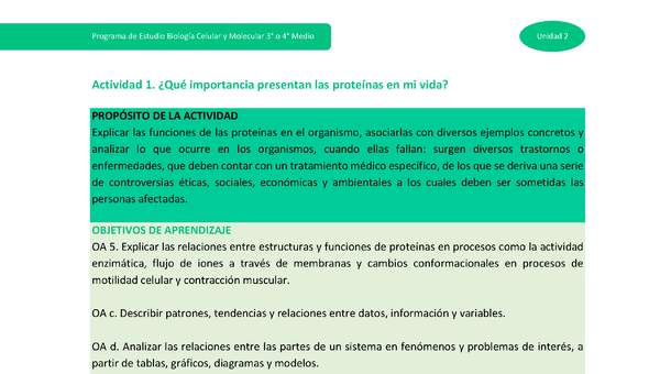 Actividad 1: ¿Qué importancia presentan las proteínas en mi vida?