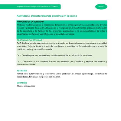 Actividad 2: Desnaturalizando proteínas en la cocina