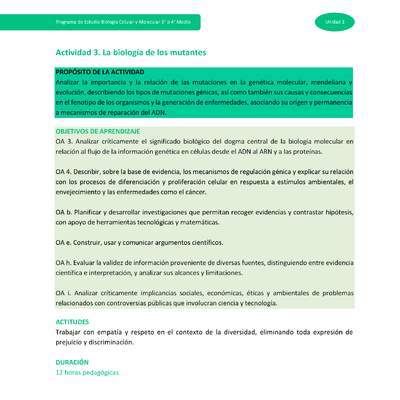 Actividad 3: La biología de los mutantes
