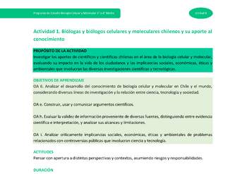 Actividad 1: Biólogas y biólogos celulares y moleculares chilenos y su aporte al conocimiento