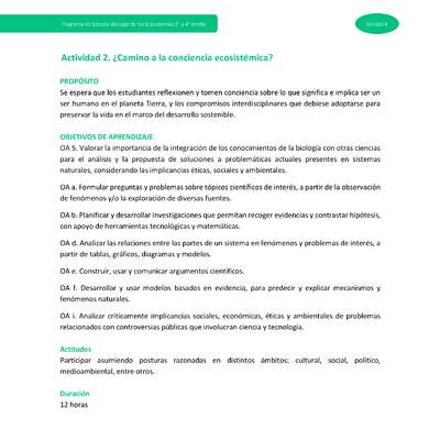 Actividad 2: ¿Camino a la conciencia ecosistémica?