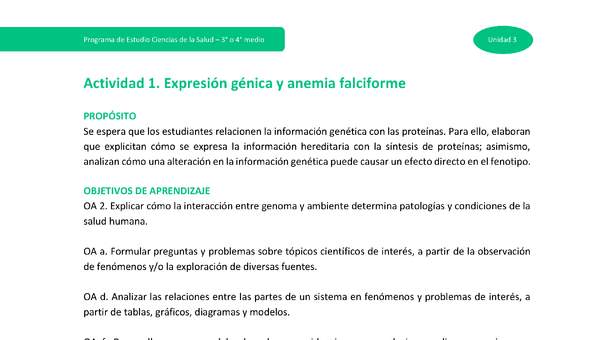 Actividad 1: Expresión génica y anemia falciforme