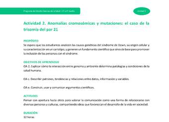 Actividad 2 - Anomalías cromosómicas y mutaciones: el caso de la trisomía del par 21