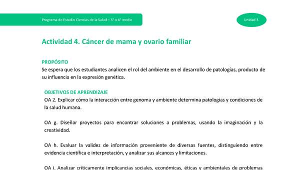 Actividad 4: Cáncer de mama y ovario familiar