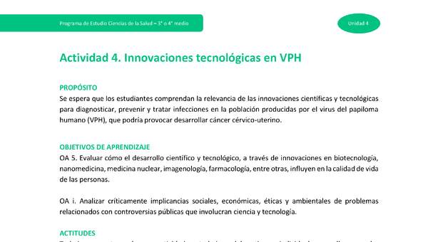 Actividad 4: Innovaciones tecnológicas en VPH