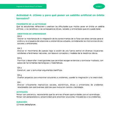 Actividad 4: ¿Cómo y para qué poner un satélite artificial en órbita terrestre?