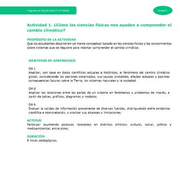 Actividad 1: ¿Cómo las ciencias físicas nos ayudan a comprender el cambio climático?