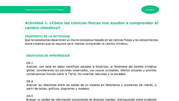 Actividad 1: ¿Cómo las ciencias físicas nos ayudan a comprender el cambio climático?