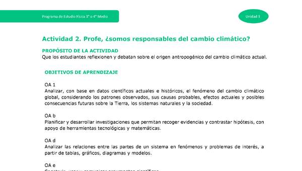 Actividad 2: Profe, ¿somos responsables del cambio climático?