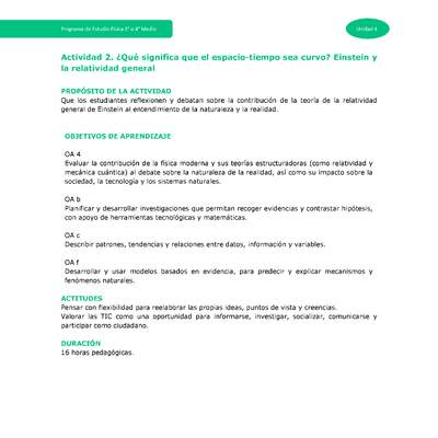 Actividad 2: ¿Qué significa que el espacio-tiempo sea curvo? Einstein y la relatividad general