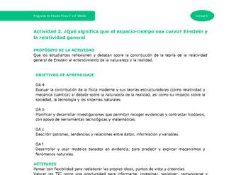 Actividad 2: ¿Qué significa que el espacio-tiempo sea curvo? Einstein y la relatividad general