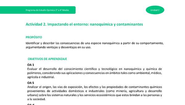 Actividad 2 - Impactando el entorno: nanoquímica y contaminantes