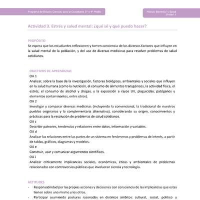 Actividad 3: Estrés y salud mental: ¿qué sé y qué puedo hacer?