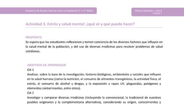 Actividad 3: Estrés y salud mental: ¿qué sé y qué puedo hacer?