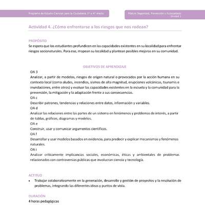 Actividad 4: ¿Cómo enfrentarse a los riesgos que nos rodean?