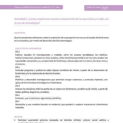 Actividad 1: ¿Cómo ampliamos nuestra comprensión de la naturaleza y la vida con el uso de tecnologías?